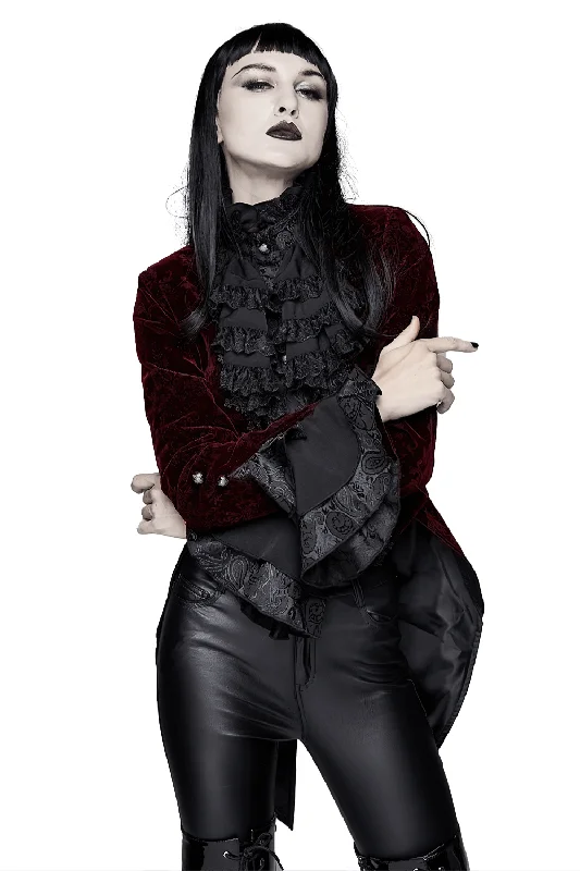 Alternative Women's Puff Sleeved Jacket with Print Herringbone Jacket Houndstooth Jacket Plaid Jacket