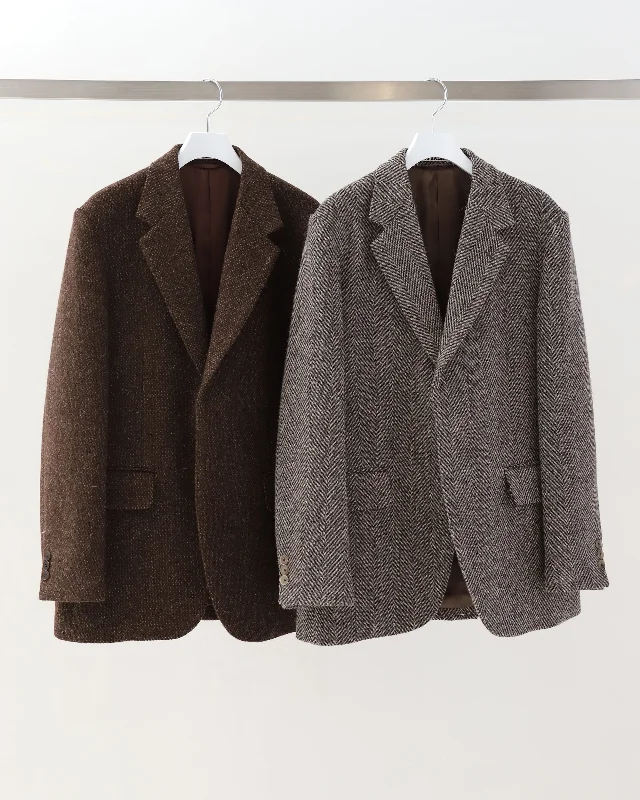 LAMA SHETLAND WOOL TWEED OVER JACKET Snapped Jacket Toggled Jacket Drawstring Jacket LAMA SHETLAND WOOL TWEED OVER JACKET Snapped Jacket Toggled Jacket Drawstring Jacket