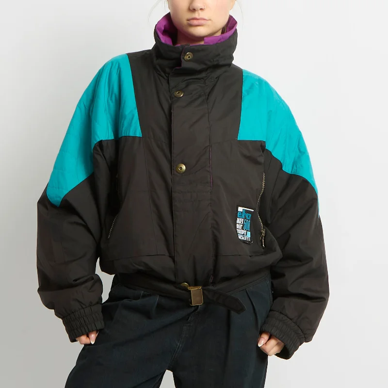 Belted Waist Ski Jacket - UK 16 Hooded Jacket Caped Jacket Shawl Collar Jacket