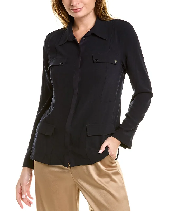 Elie Tahari Utility Shirt Jacket Cardigan Sweater Pullover
