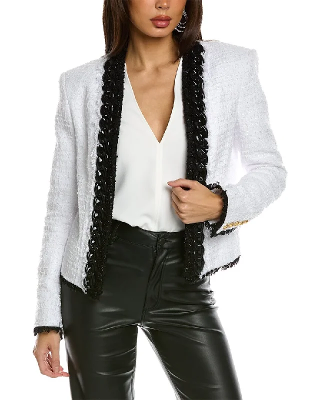 Balmain Side To Side Silicon Chain Tweed Jacket Herringbone Jacket Houndstooth Jacket Plaid Jacket