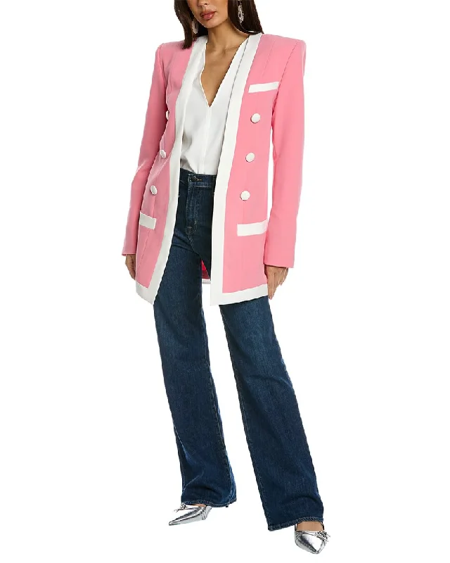 Balmain Long Collarless 6-Button Crepe Jacket Print Jacket Jacquard Jacket Embroidered Jacket