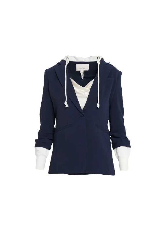 Cinq a Sept Hooded Khloe Jacket, Navy/Heather Grey Belted Jacket Elasticated Jacket Padded Jacket Cinq a Sept Hooded Khloe Jacket, Navy/Heather Grey Belted Jacket Elasticated Jacket Padded Jacket