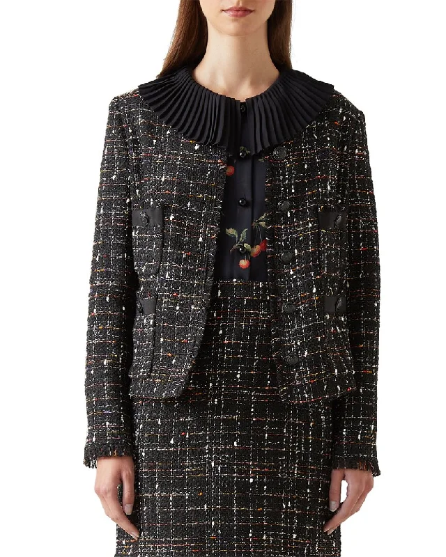 Lk Bennett Angelica Wool-Blend Jacket Satin Jacket Silk Jacket Chiffon Jacket