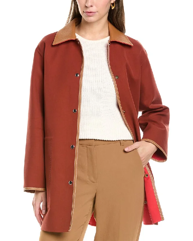 Lafayette 148 New York Reversible Fairmont Wool Jacket Toggled Jacket Drawstring Jacket Belted Jacket