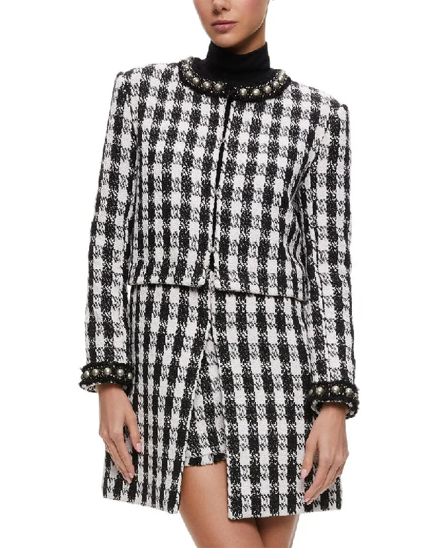 Alice + Olivia Deon Two-Fer Separating Box Jacket V-Neck Jacket Boat Neck Jacket Square Neck Jacket