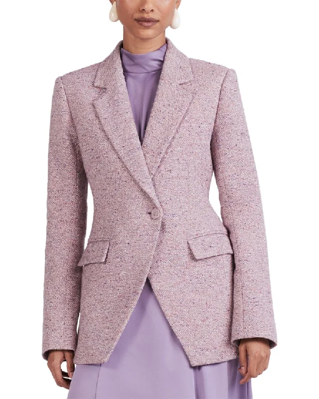 Derek Lam 10 Crosby Noah Single Breasted Wool & Silk-Blend Jacket Satin Fabric Silk Fabric Chiffon Fabric