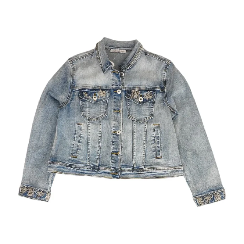 Blue Solid Denim Jacket Wool Jacket Cashmere Jacket Tweed Jacket