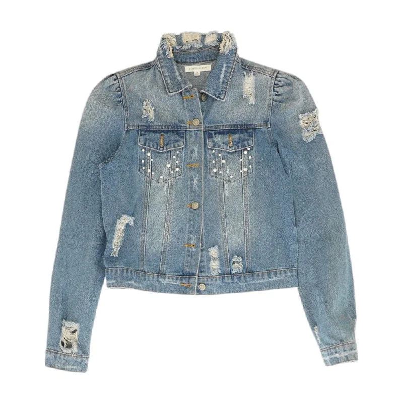 Blue Solid Denim Jacket Striped Jacket Polka Dot Jacket Floral Jacket