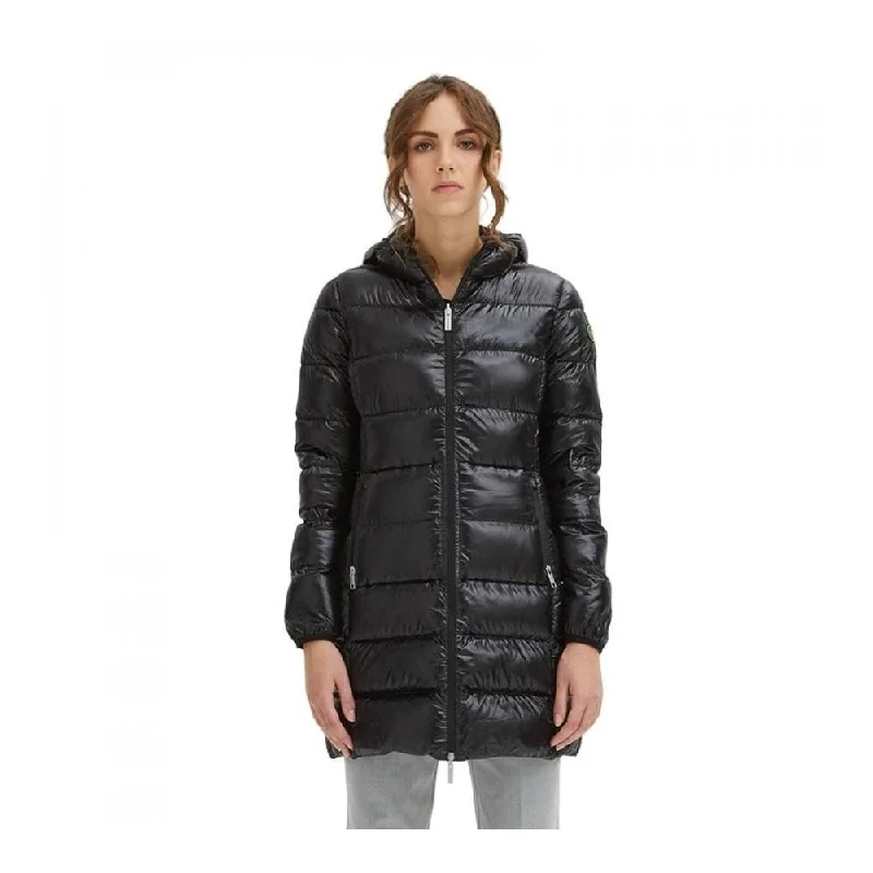 Centogrammi Sleek Nylon Down Jacket with Hood Zippered Jacket Buttoned Jacket Snapped Jacket