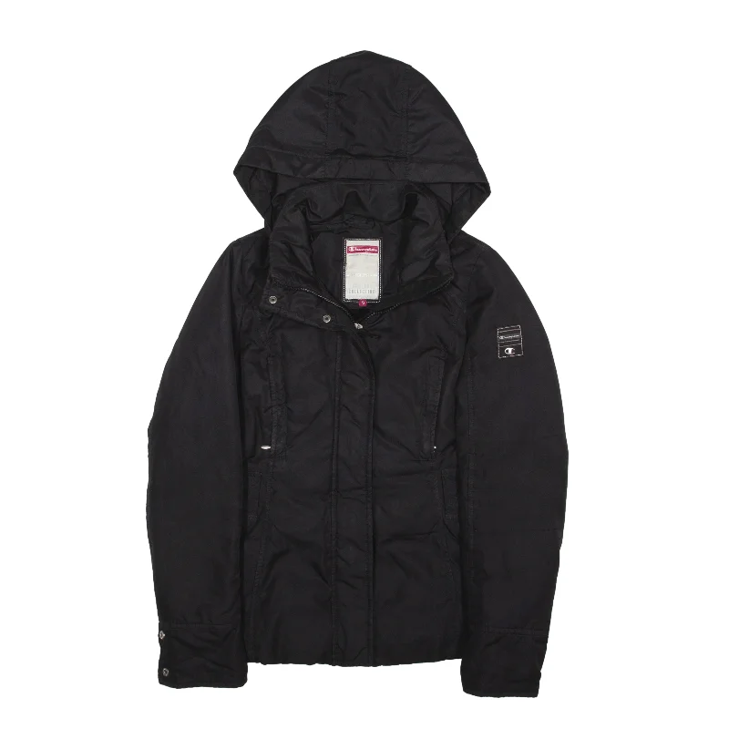 CHAMPION Rain Jacket Black Womens S Nylon Fabric Polyester Fabric Spandex Fabric