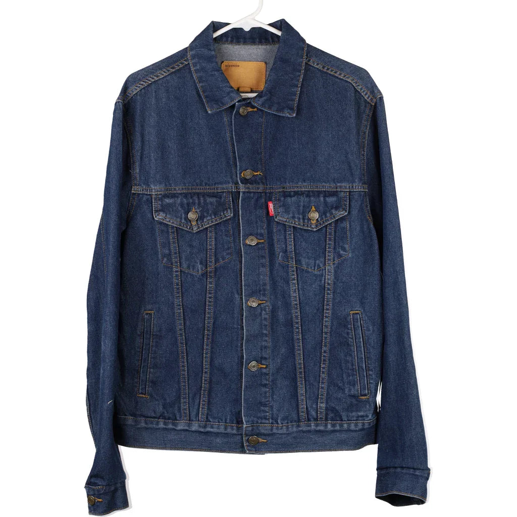 Dongsin Denim Jacket - Medium Blue Cotton Faux Fur Fabric Real Fur Fabric Shearling Fabric Dongsin Denim Jacket - Medium Blue Cotton Faux Fur Fabric Real Fur Fabric Shearling Fabric