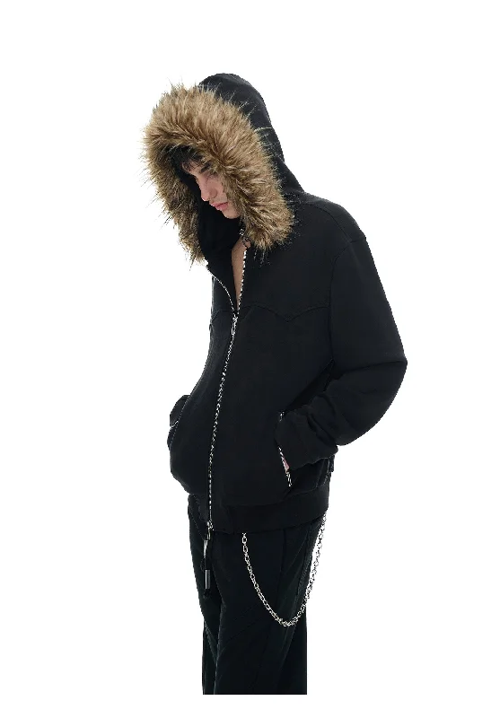 Fur-Lined Hood Bomber Jacket Tiered Jacket Buttoned Jacket Zippered Jacket