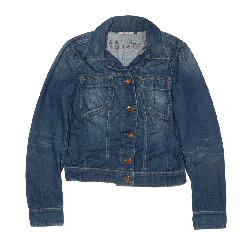 GAS JEANS Denim Jacket Blue 90s Womens S Denim Jacket Leather Jacket Suede Jacket