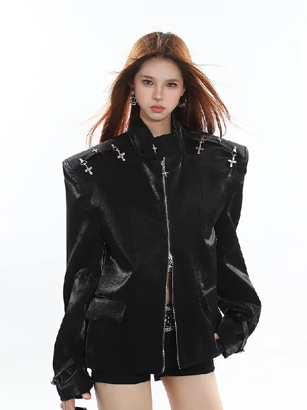 Gothic Cross Jacket Rayon Fabric Velvet Fabric Corduroy Fabric