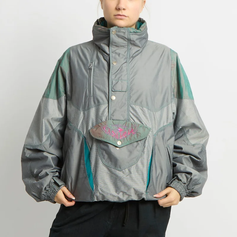 Graphic detail Pullover Ski Jacket - UK 16 Appliqued Jacket Beaded Jacket Sequined Jacket