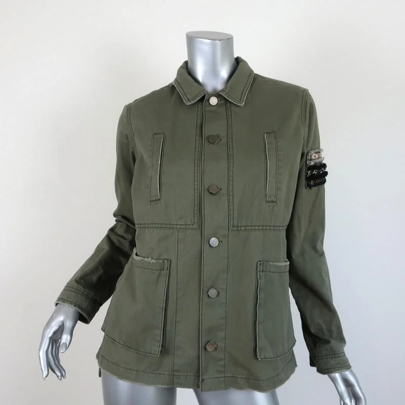 Heartloom Military Jacket Allie Olive Cotton Size Small Faux Fur Jacket Real Fur Jacket Shearling Jacket