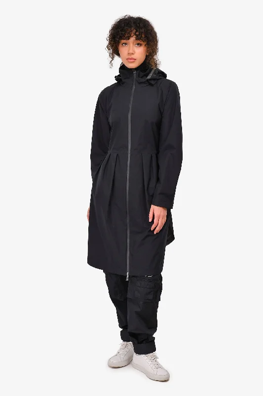 Herno Laminar Black Gore-Tex Zip-Up Mid Length Jacket Est. Size S Notch Collar Peter Pan Collar Cowl Neck Herno Laminar Black Gore-Tex Zip-Up Mid Length Jacket Est. Size S Notch Collar Peter Pan Collar Cowl Neck