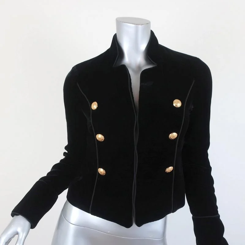 Intermix Gardot Velvet Military Jacket Black Size Petite Faux Fur Jacket Real Fur Jacket Shearling Jacket