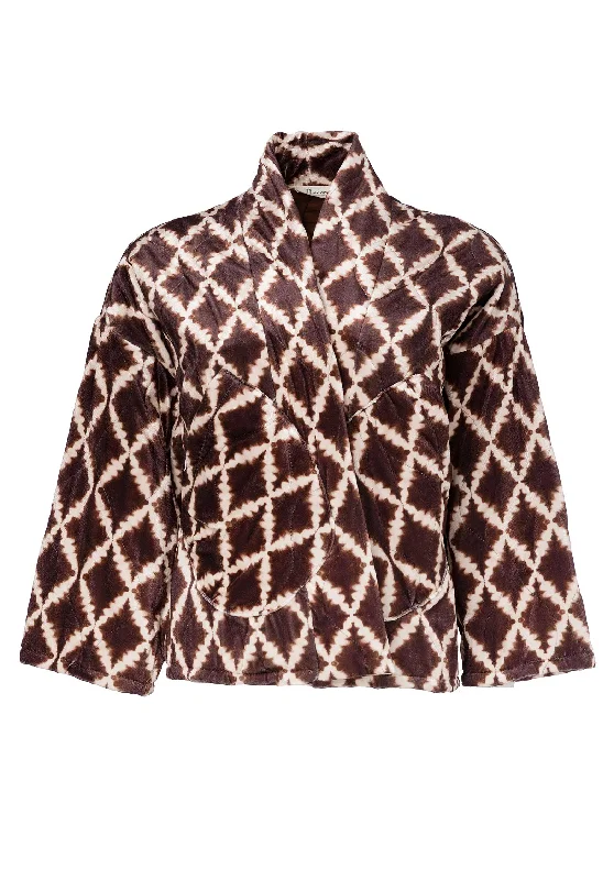 Jacket M0028 Brown-Beige Notch Collar Peter Pan Collar Cowl Neck