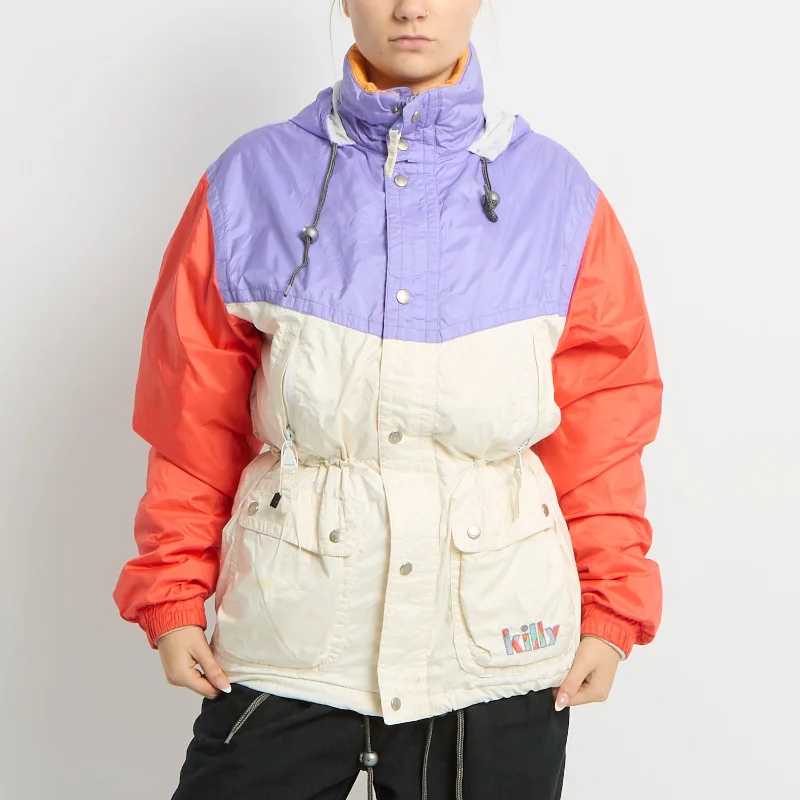 Killy Sinched Waist Ski Jacket - UK 12 Herringbone Jacket Checkered Jacket Solid Jacket