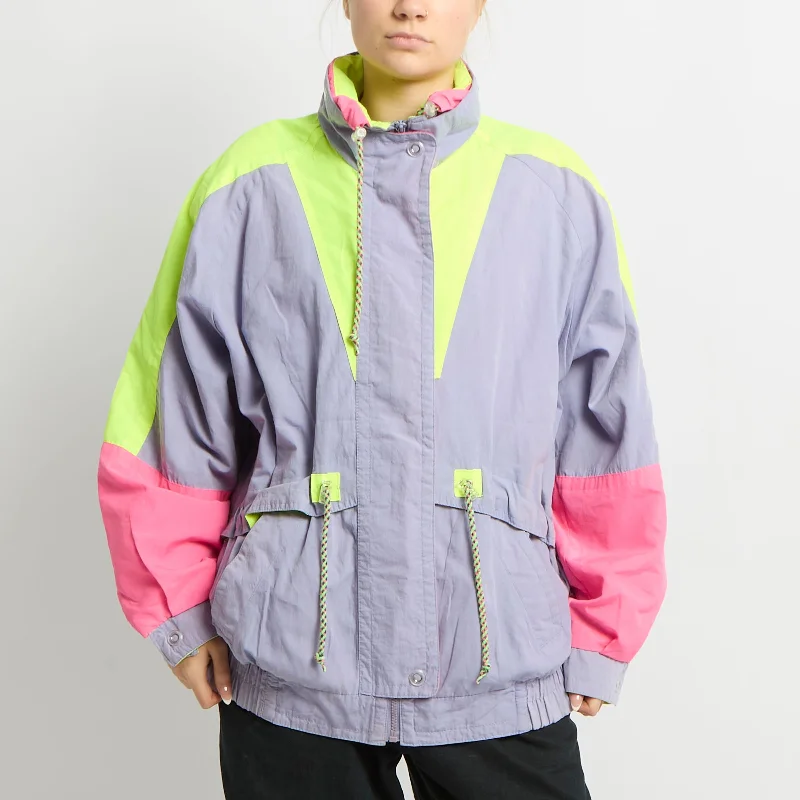 Lightweight Drawstring Ski Jacket - UK 14 Zip Front Button Front Snap Front