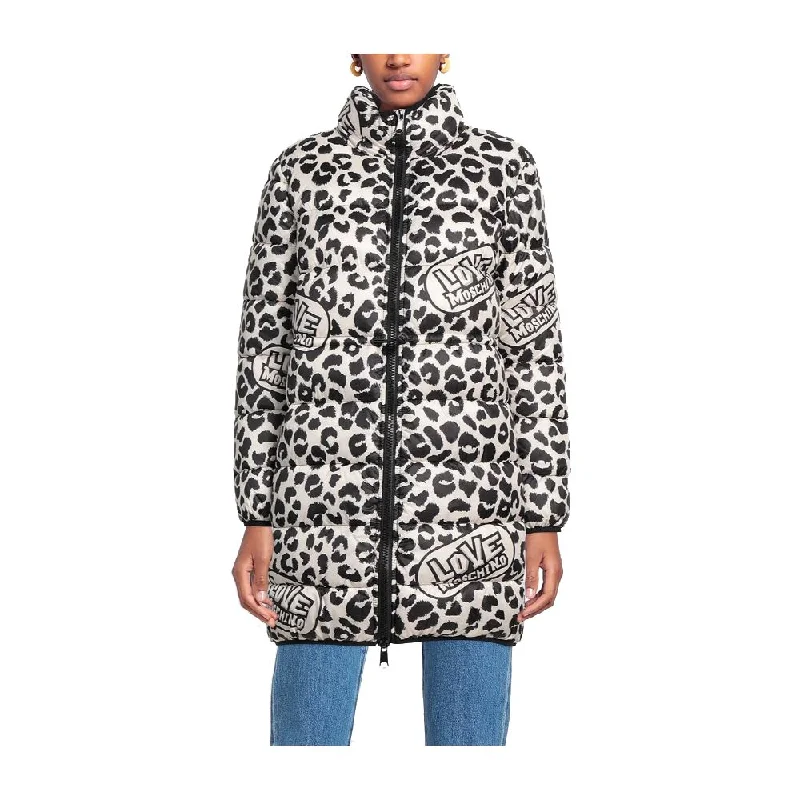Love Moschino Chic Leopard Print Down Jacket Elasticated Jacket Padded Jacket Insulated Jacket