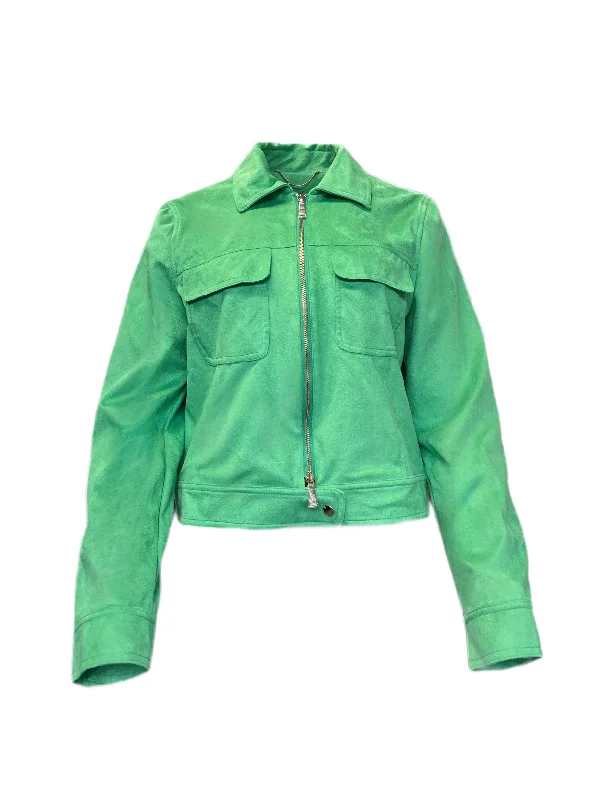 Marella By Max Mara Women's Green Eliot Jersey Jacket Size 10 NWT Stand-Up Collar Roll-Neck Collar Turtle Neck Marella By Max Mara Women's Green Eliot Jersey Jacket Size 10 NWT Stand-Up Collar Roll-Neck Collar Turtle Neck