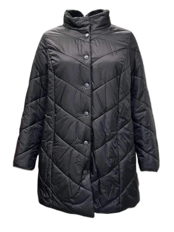 Marina Rinaldi Black Pantone Hooded Quilted Jacket NWT Cardigan Sweater Pullover