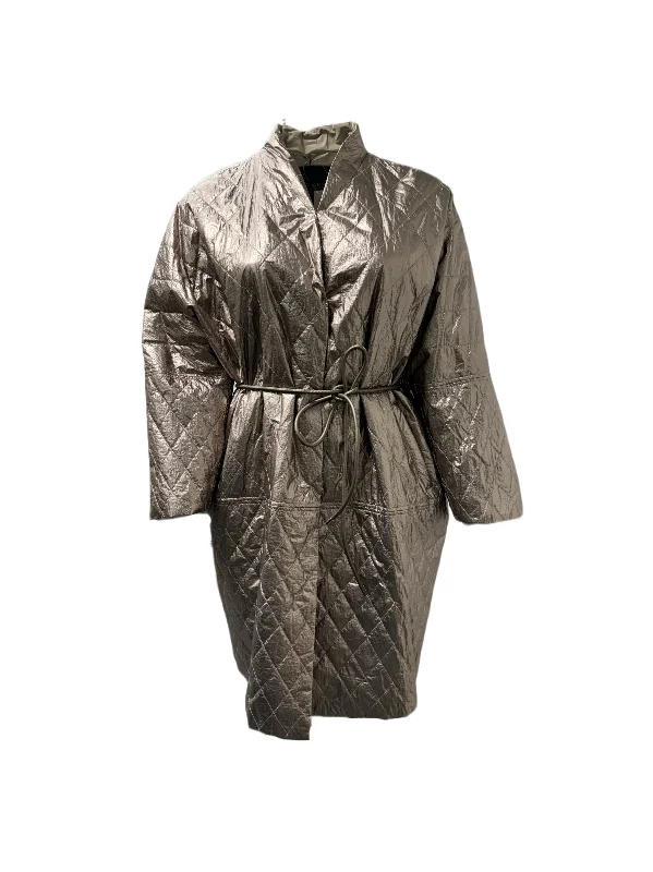 Marina Rinaldi Women's Gold Paola Quilted Jacket NWT Welt Pockets Slit Pockets Flap Pockets