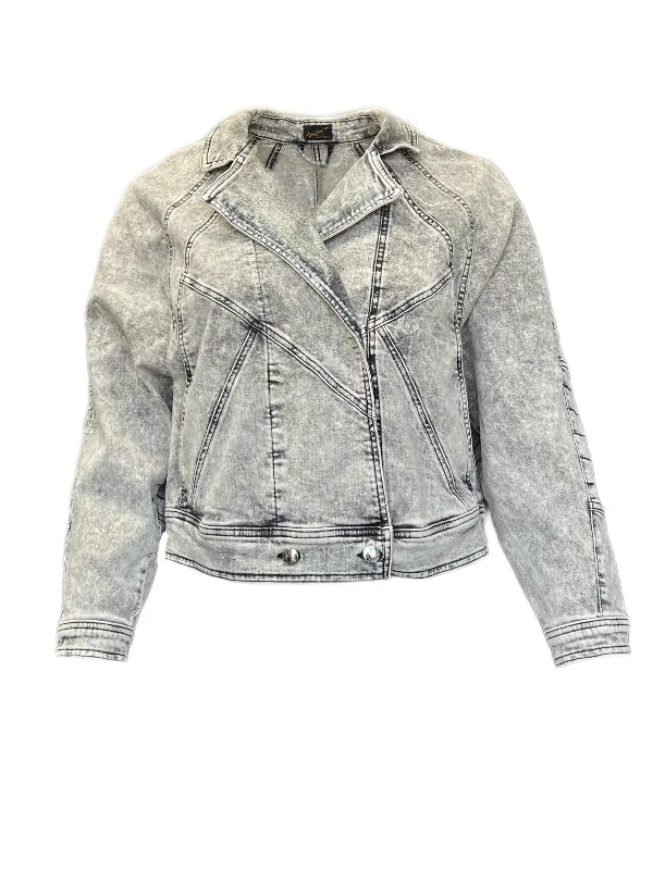 Marina Rinaldi Women's Grey Francia Denim Jacket NWT Nylon Fabric Polyester Fabric Spandex Fabric