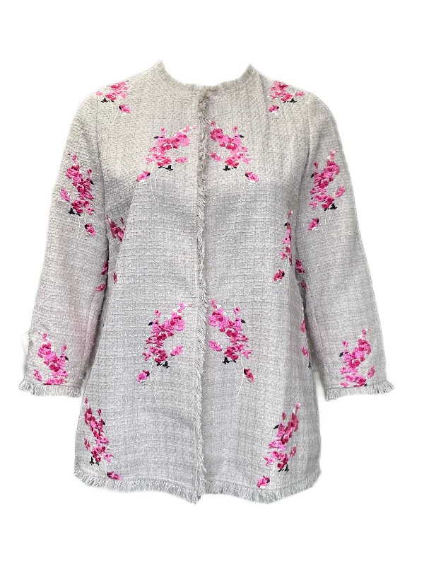 Marina Rinaldi Women's Powder Carisma Embroidered Jacket Size 18W/27 NWT Stand-Up Collar Roll-Neck Collar Turtle Neck Marina Rinaldi Women's Powder Carisma Embroidered Jacket Size 18W/27 NWT Stand-Up Collar Roll-Neck Collar Turtle Neck