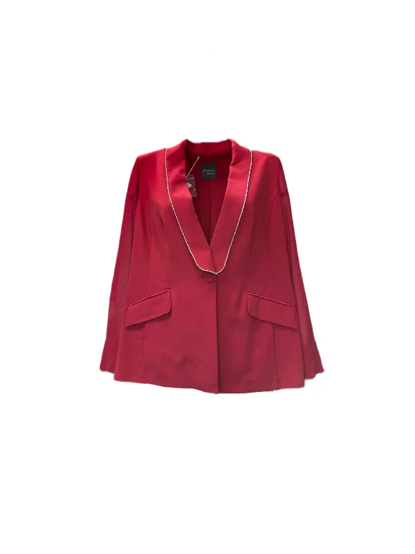 Marina Rinaldi Women's Red Calle Button Closure Jacket NWT Fleece Jacket Down Jacket Feather Jacket