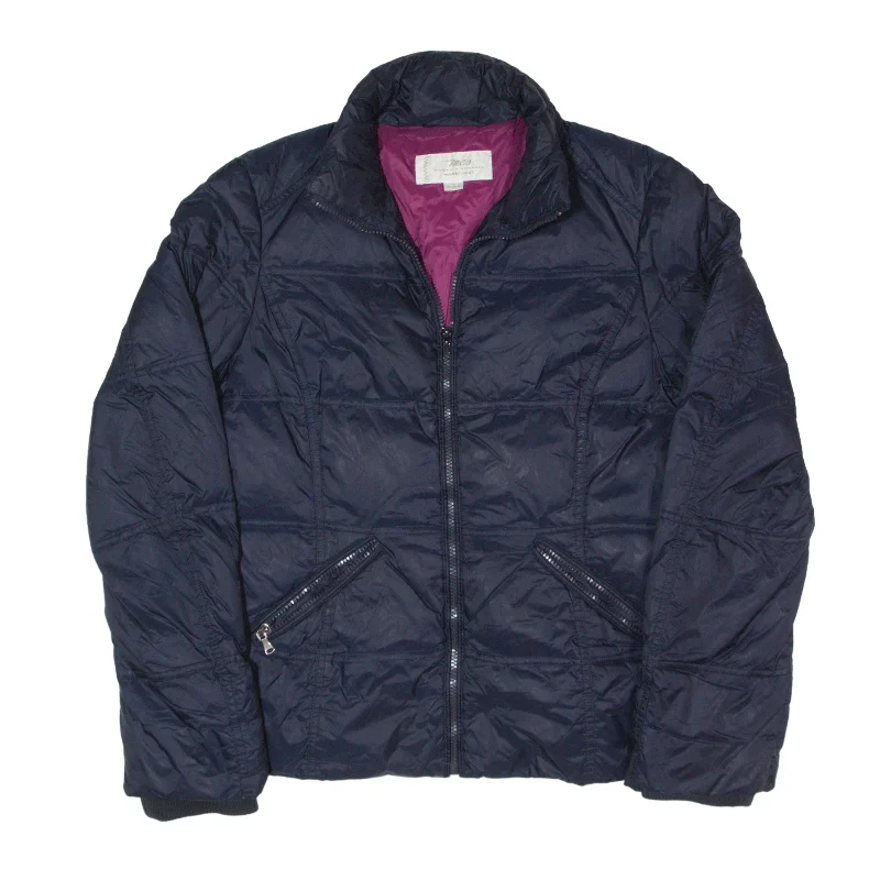 MARLBORO CLASSICS Down Insulated Puffer Jacket Blue 90s Womens L Snapped Jacket Toggled Jacket Drawstring Jacket