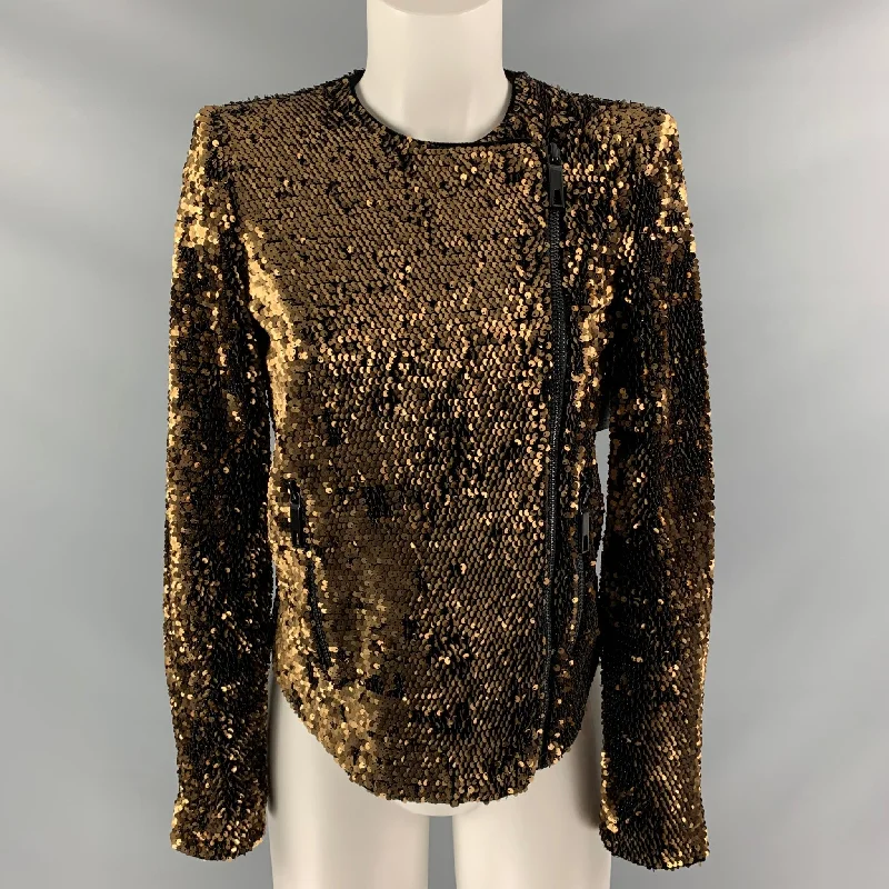 RACHEL ZOE Size S Copper Polyester & Spandex Sequined Jacket Cardigan Sweater Pullover RACHEL ZOE Size S Copper Polyester & Spandex Sequined Jacket Cardigan Sweater Pullover
