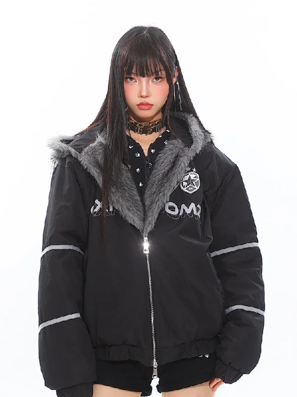 Rebel Fur Bomber Jacket Appliqued Jacket Beaded Jacket Sequined Jacket