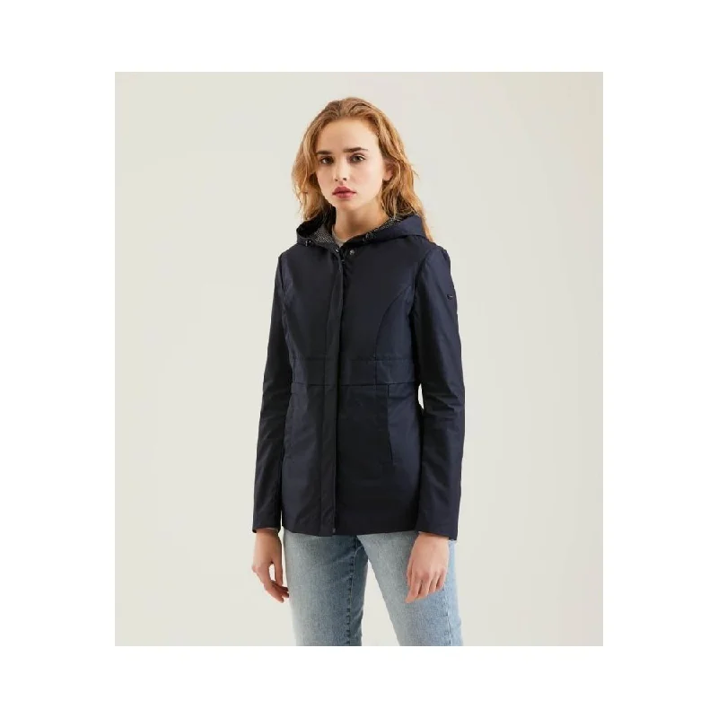 Refrigiwear Blue Polyester Women Jacket Welt Pockets Slit Pockets Flap Pockets