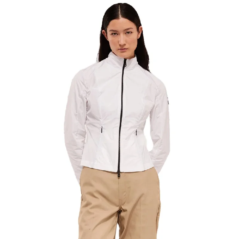 Refrigiwear Chic Windproof White Jacket with Logo Rayon Fabric Velvet Fabric Corduroy Fabric