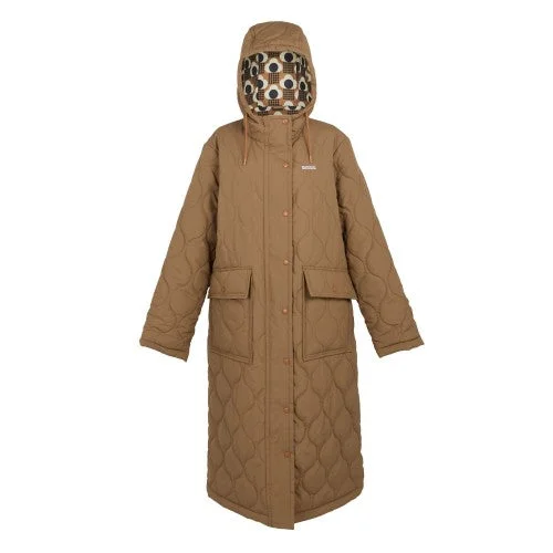 Regatta Womens/Ladies Orla Kiely Quilted Long Length Jacket Zip Front Button Front Snap Front