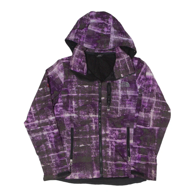 THE NORTH FACE Rain Jacket Purple Crazy Pattern Womens XS Stand-Up Collar Roll-Neck Collar Turtle Neck