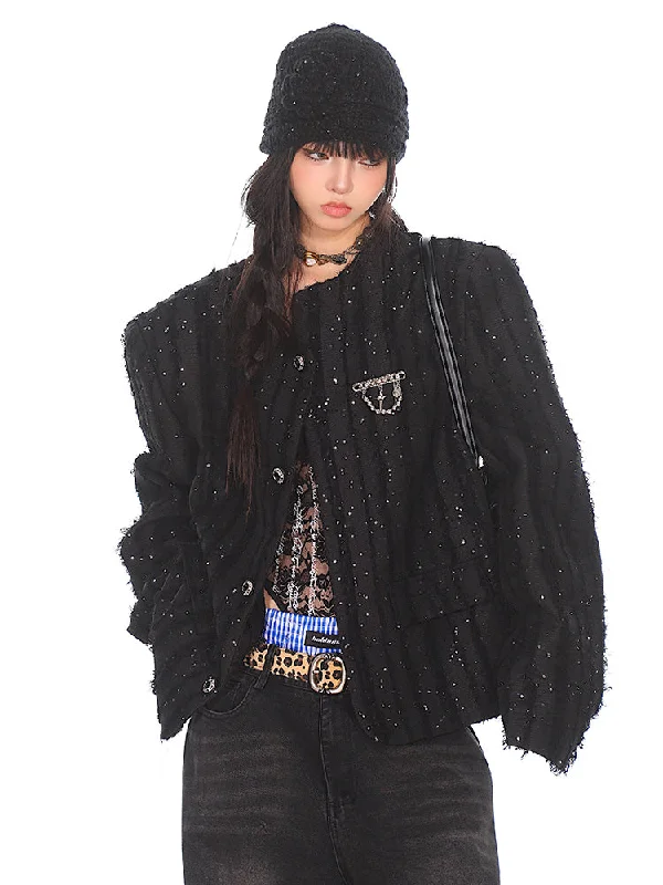 Tweed Paris Retro Jacket Denim Fabric Leather Fabric Suede Fabric