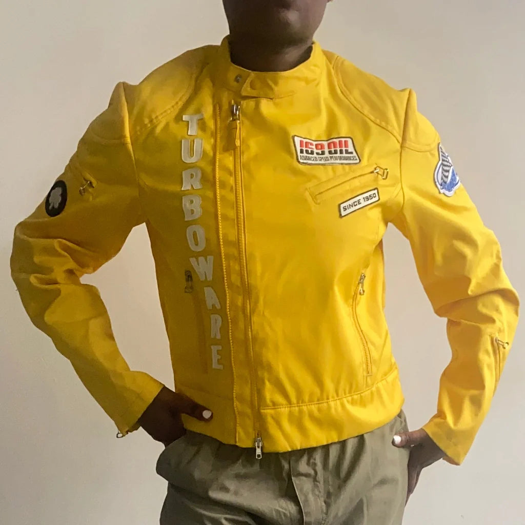 Witboy Jacket - Medium Yellow Polyester Blend Fitted Jacket Loose Jacket Oversized Jacket