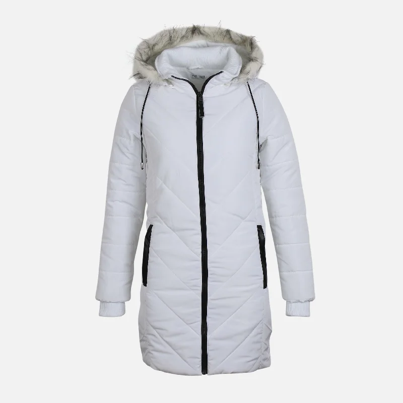 WOMEN HOODED LONG PADDED JACKET Plaid Jacket Tartan Jacket Houndstooth Jacket