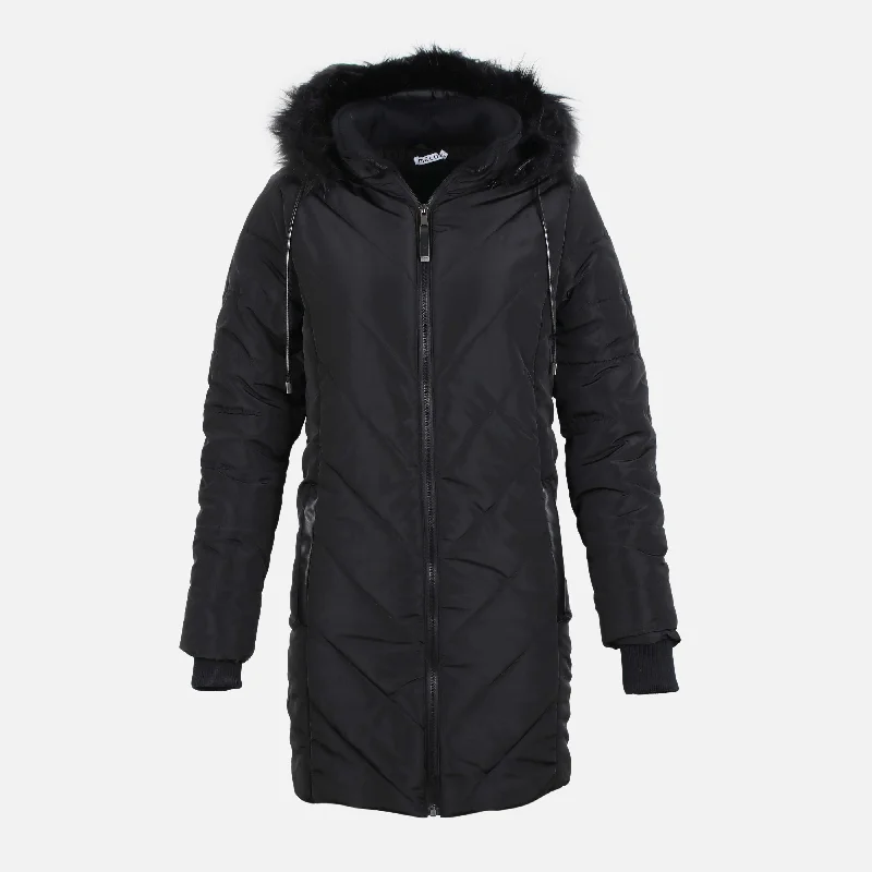 WOMEN HOODED LONG PADDED JACKET Anorak Shell Jacket Lightweight Jacket
