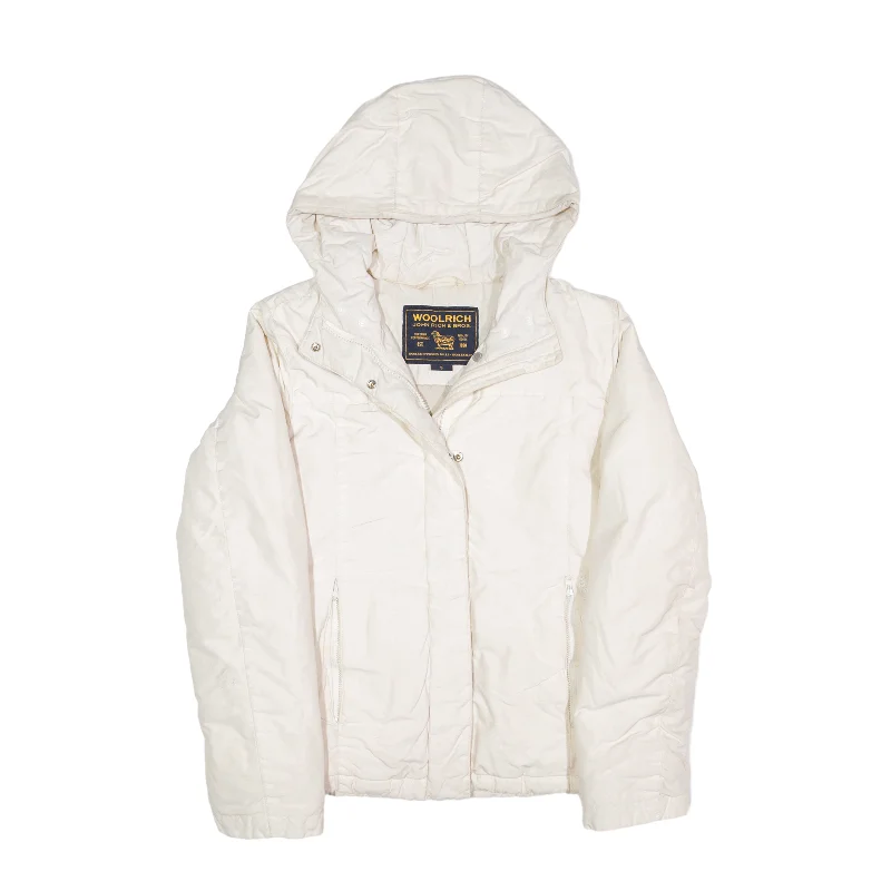 WOOLRICH Puffer Jacket White Womens S Herringbone Jacket Houndstooth Jacket Plaid Jacket