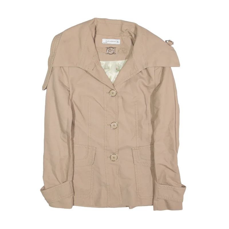 ZARA WOMAN Overcoat Jacket Beige Womens S Satin Jacket Silk Jacket Chiffon Jacket