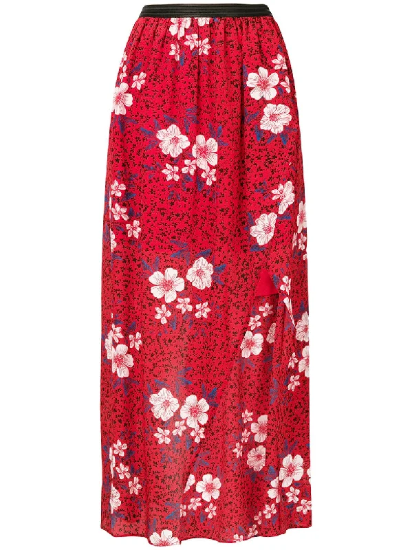floral flared skirt maxi skirt elegant