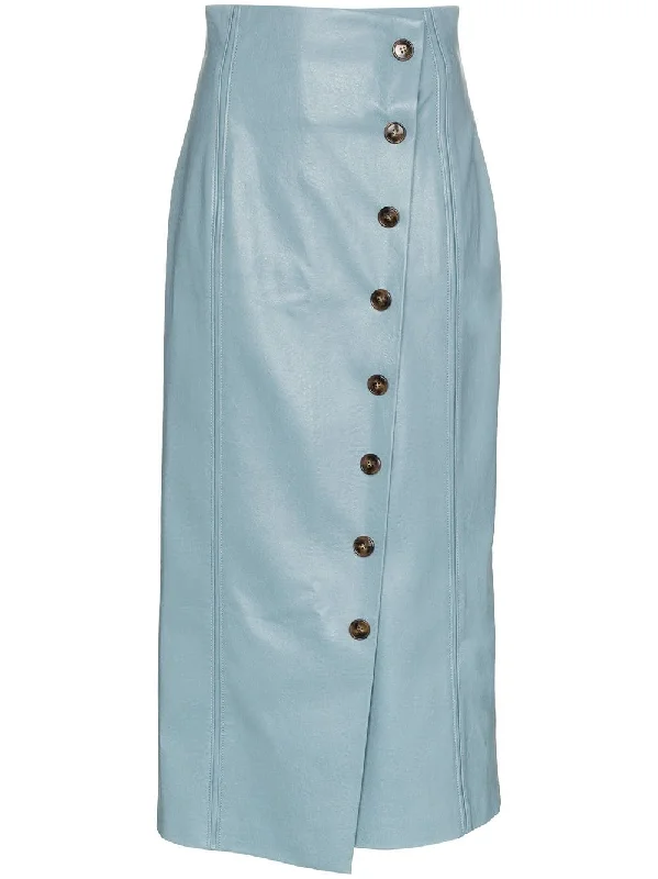 high-waisted faux leather midi skirt silk skirt luxurious