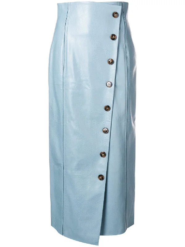 buttoned mid skirt chiffon skirt lightweight