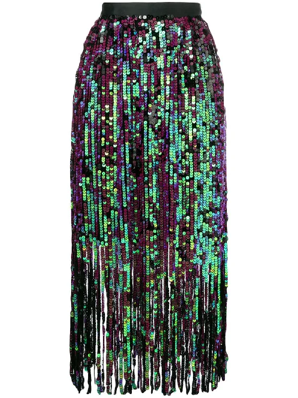 fringe sequin skirt cashmere skirt soft